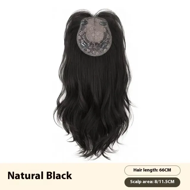 Increase Hair Amount Seamless Ultra thin Breathable Head Hair Replacement Temperament High Skull Top Wig Set Black 65Cm - Shop at LoveMi