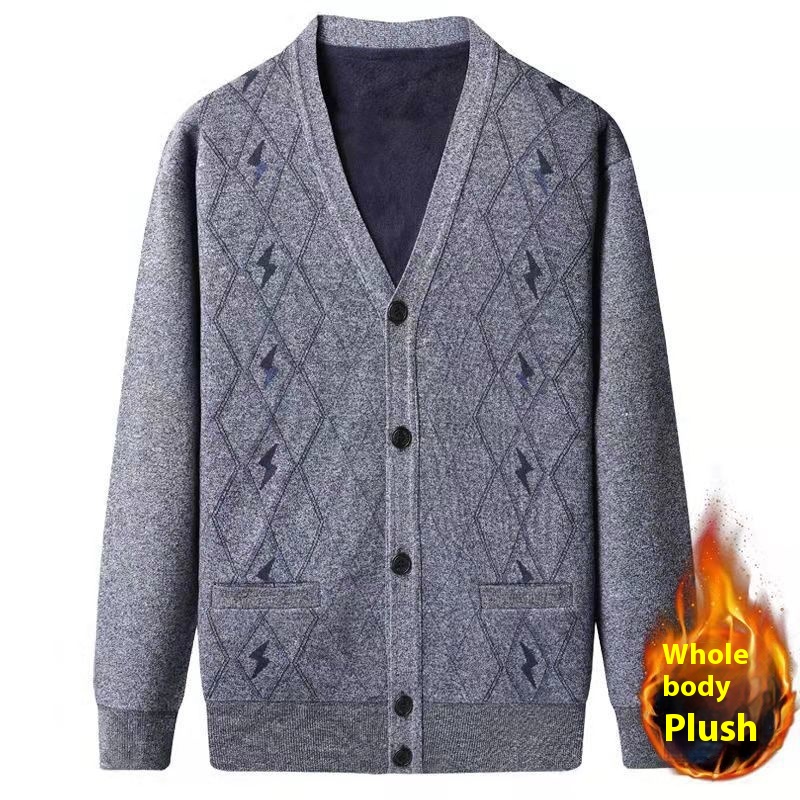 Middle-aged And Elderly Men's Sweater Cardigan Autumn And Winter Dad Wear