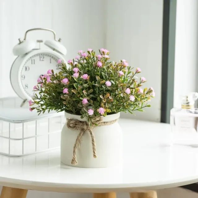 Desktop Living Room Small Bonsai Ornaments Fake Flowers Starry Potted Pink - Shop at LoveMi
