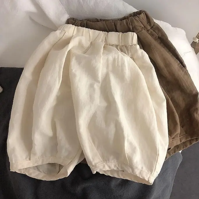 Children's Solid Color Cotton Linen Pants
