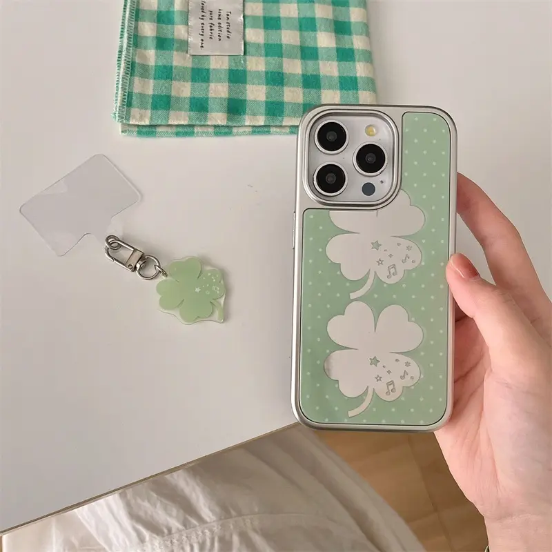 Korean Summer Lucky Four-leaf Clover Mirror Phone Case 16promax