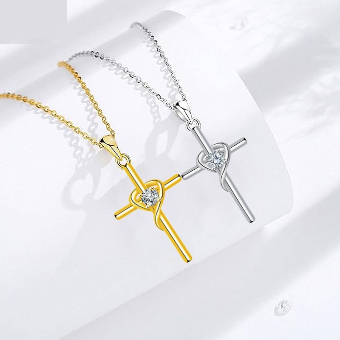 Infinite Love Inlaid Cross Necklace Ornament