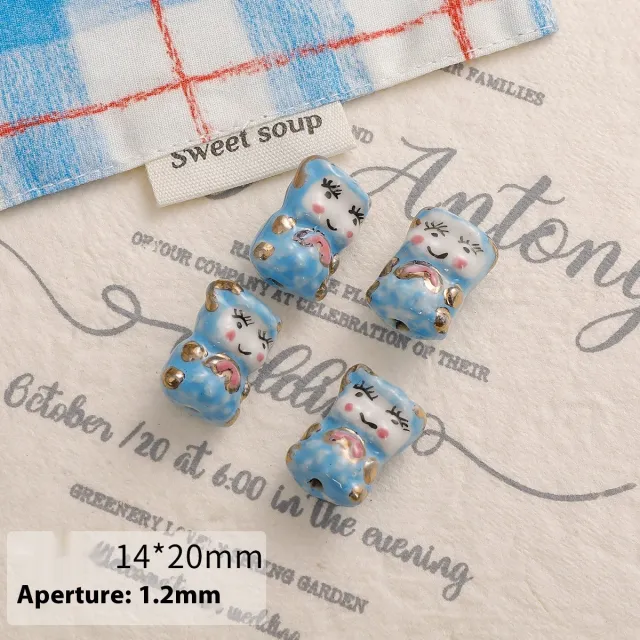 Blue Series Ceramic Bead Bracelets Necklace Ornament Handmade Material Lamb - Shop at LoveMi