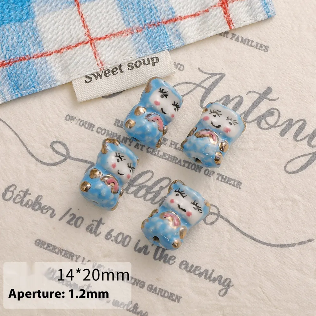 Blue Series Ceramic Bead Bracelets Necklace Ornament Handmade Material - Lamb