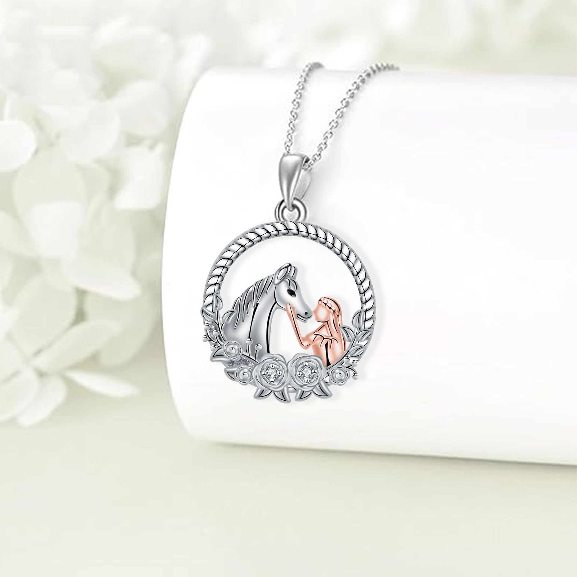 Girl And Horse Pendant Necklace Gift For Mom