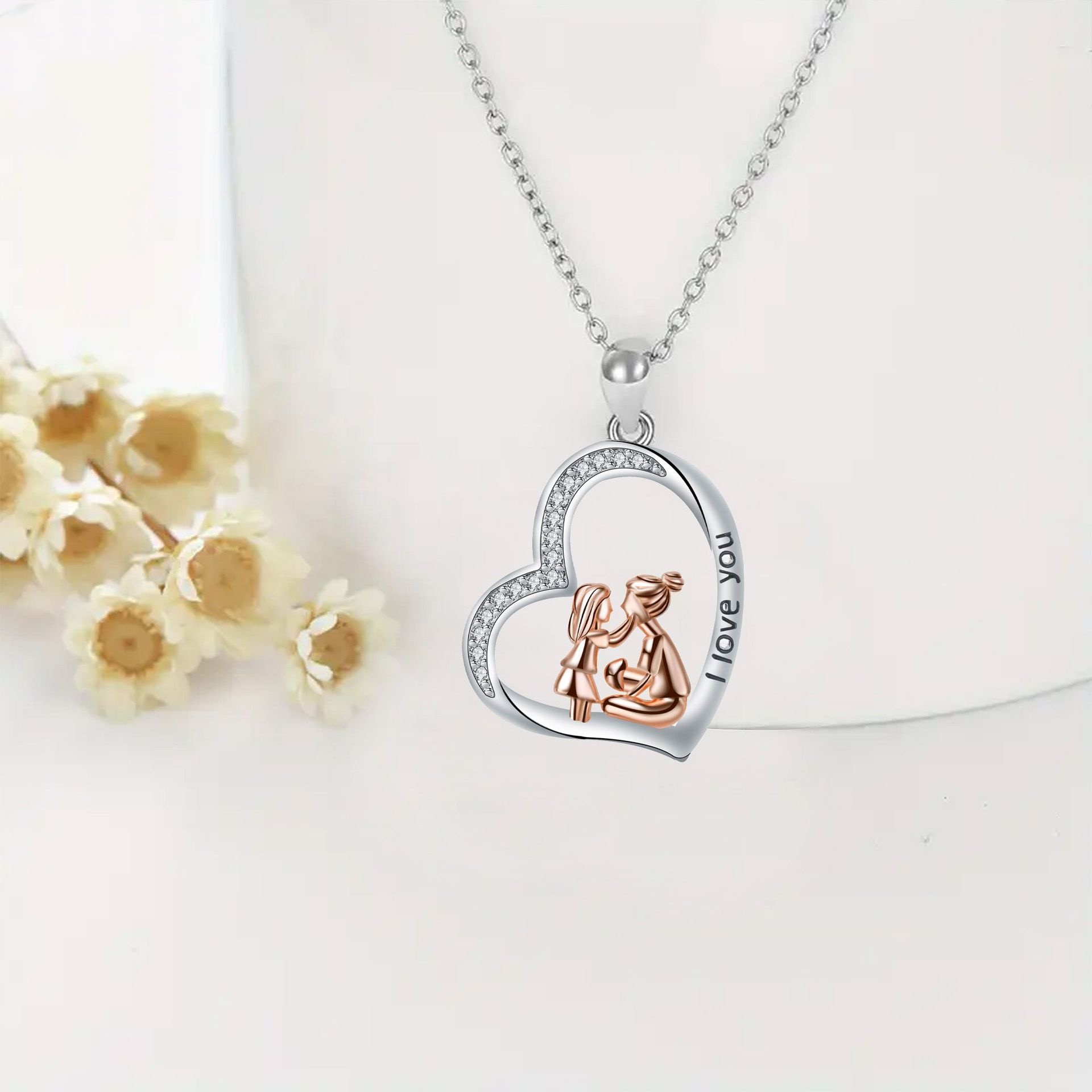 Heart-shaped Mother And Daughter Fetter Pendant Necklace For Women
