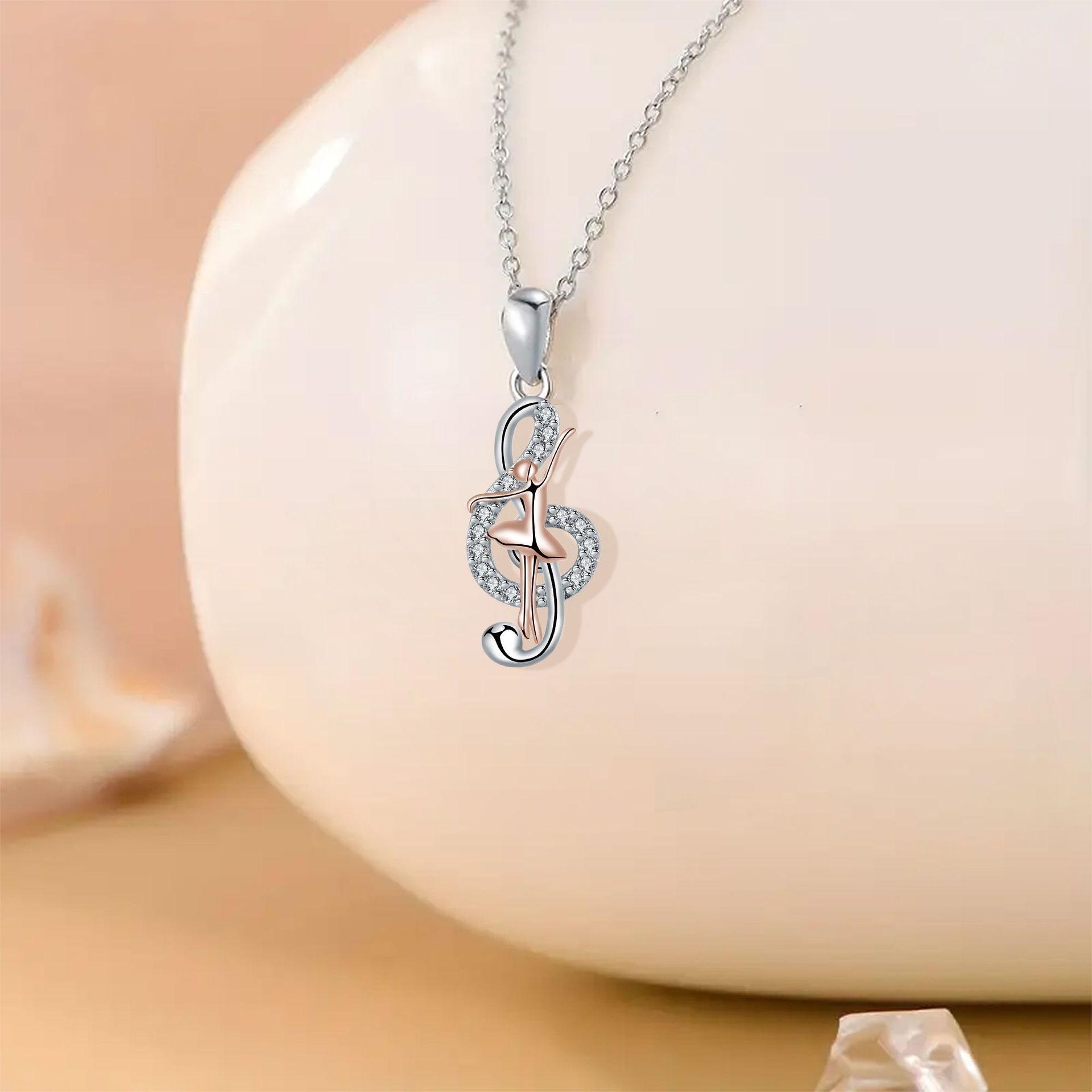 Fashion Elegant Musical Note Pendant Ballet Girl Necklace