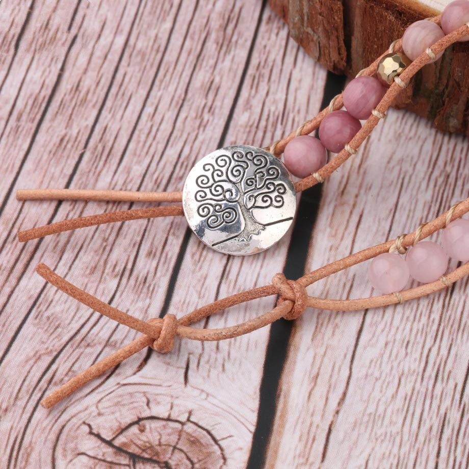 Natural Raw Gemstone Red Woven Bracelet Multi-circle