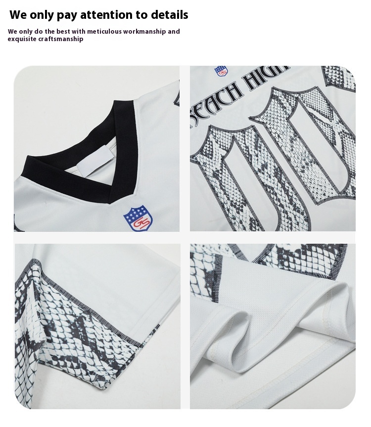 White Snake Scale Mesh Jersey Loose Fit Streetwear Top