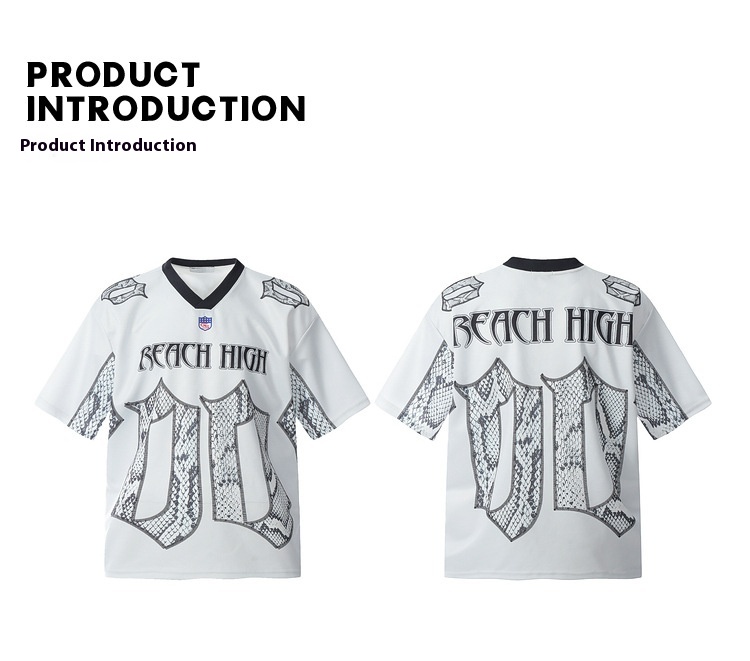 White Snake Scale Mesh Jersey Loose Fit Streetwear Top