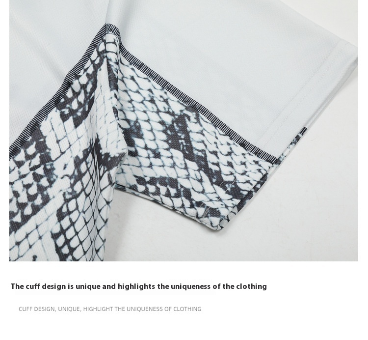 White Snake Scale Mesh Jersey Loose Fit Streetwear Top