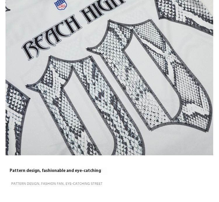 White Snake Scale Mesh Jersey Loose Fit Streetwear Top