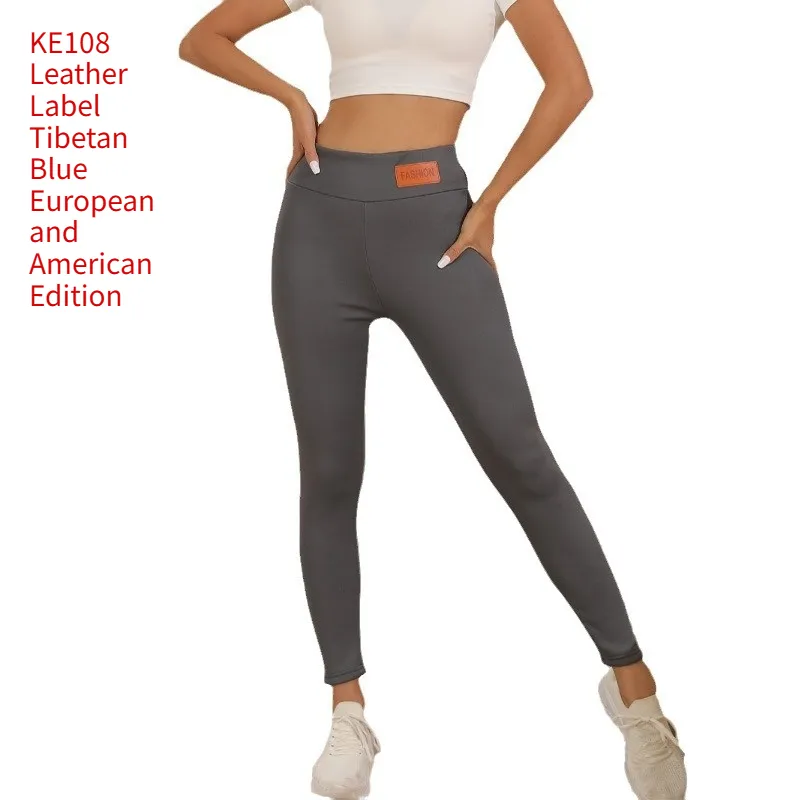 Cashmere Winter Wear High Waist Leggings For Women - Ke108 Leather Tag Navy Blue