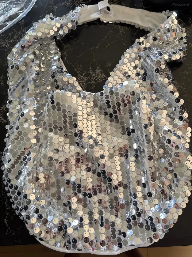 Deep V Sequins Halter Spaghetti Straps Backless Vacation Style Ivory White - Shop at LoveMi