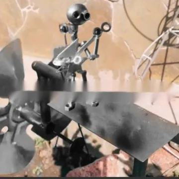 Metal Rock Band Windmill Ornaments - Guitar Windmill Silver