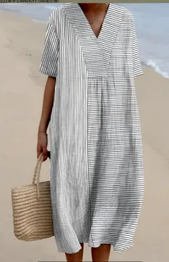 Large Size Women's Shirt Short Sleeved Dress - B22Qket3Pqg3Uo27-L - View 1