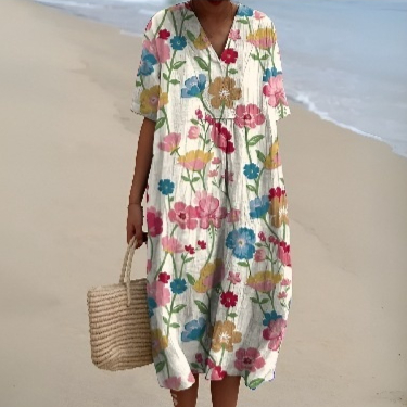 Plus Size Women's Blouse Short Sleeve Dress Creative Fish Pattern Vacation Style Dress Factory Color 6 Style - Shop at LoveMi