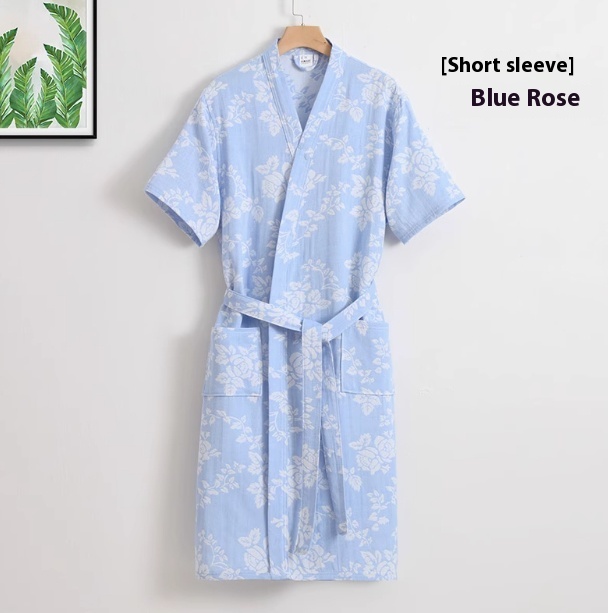 Women's Cotton Gauze Bathrobe Double Thin Water-absorbing Quick-drying