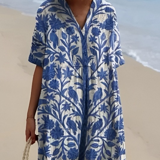 Plus Size Women's Blouse Short Sleeve Dress Creative Fish Pattern Vacation Style Dress Factory Color 8 Style - Shop at LoveMi