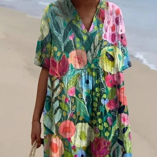 Plus Size Women's Blouse Short Sleeve Dress Creative Fish Pattern Vacation Style Dress Factory Color 7 Style Xxxxl - Shop at LoveMi