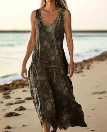 Summer Sleeveless Casual Print Temperament Long Dress Dress - 45 Model E688