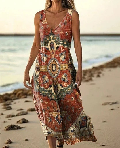 Summer Sleeveless Casual Print Temperament Long Dress Dress 3dcbe95b 1898 457a B8ec Bcb8a7e2b26f