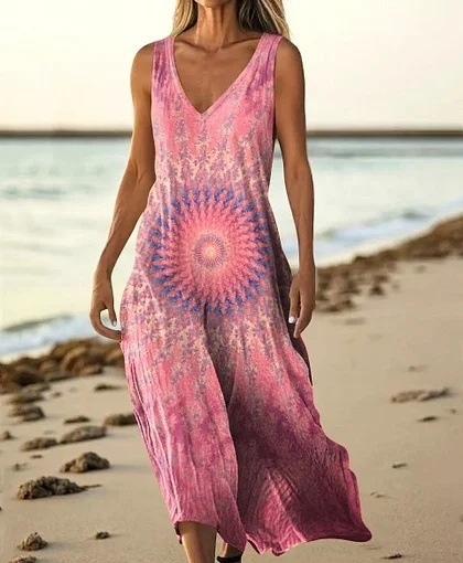 Summer Sleeveless Casual Print Temperament Long Dress Dress 4d25c61e 9202 4d07 8297 75a84a864229