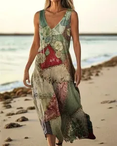 Summer Sleeveless Casual Print Temperament Long Dress Dress - 42 Model E688 - View 1