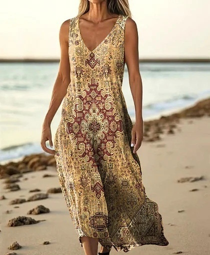 Summer Sleeveless Casual Print Temperament Long Dress Dress Bc7ef654 71f9 4ab4 A96f D6d77be20ef4