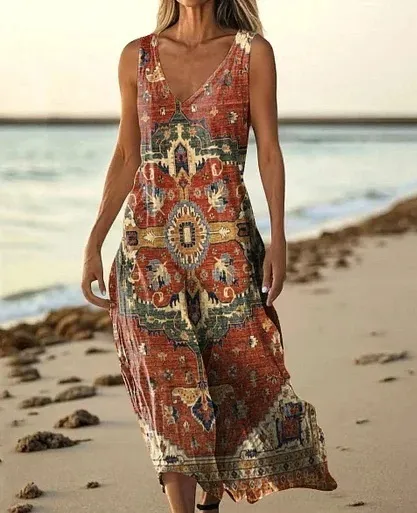 Summer Sleeveless Casual Print Temperament Long Dress Dress 40 Model E688 - Shop at LoveMi