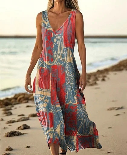 Summer Sleeveless Casual Print Temperament Long Dress Dress F7ef1708 62f2 4251 872a 69f7b51bf1b4