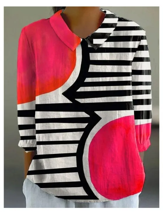 Women's Loose Casual Graffiti Printing Shirt - Style 1-Xl