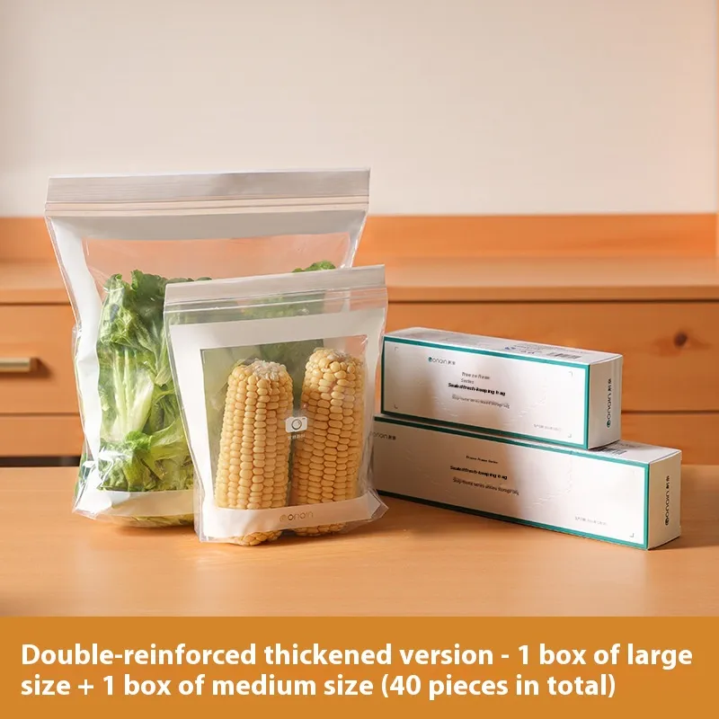 Food Grade Freshness Protection Package Household Extra Thick Retain Freshness Envelope Bag Zip Lock Bag Kitchen Refrigerator Freeze Storage Split ...