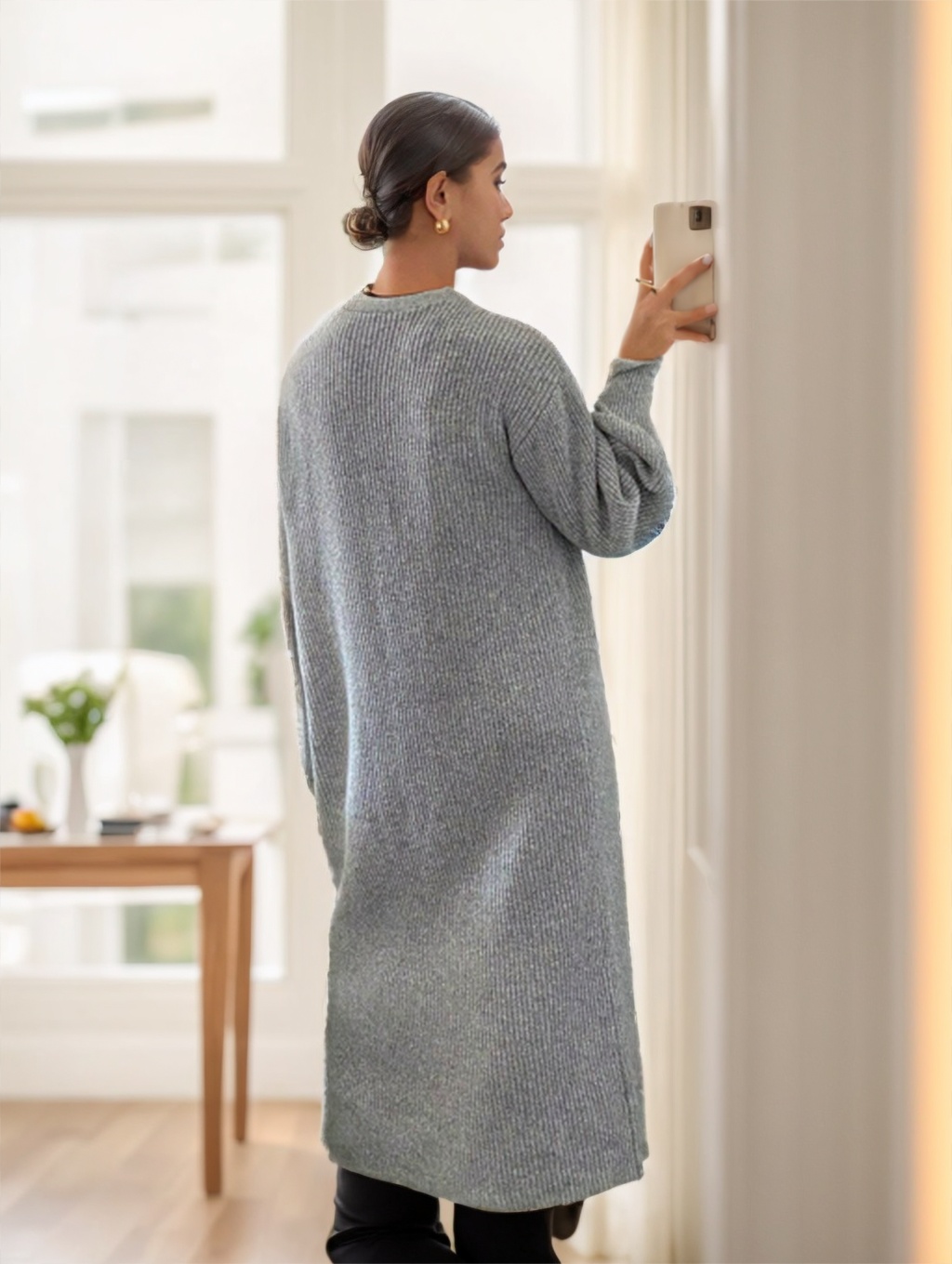 Women's Casual Solid Color Long Cardigan