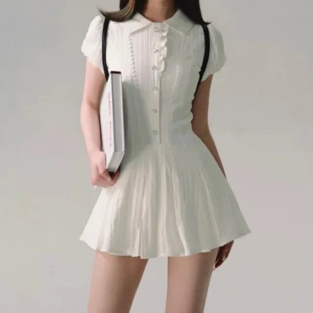 Commuter College Style Tea Dress Gardenia White - Shop at LoveMi