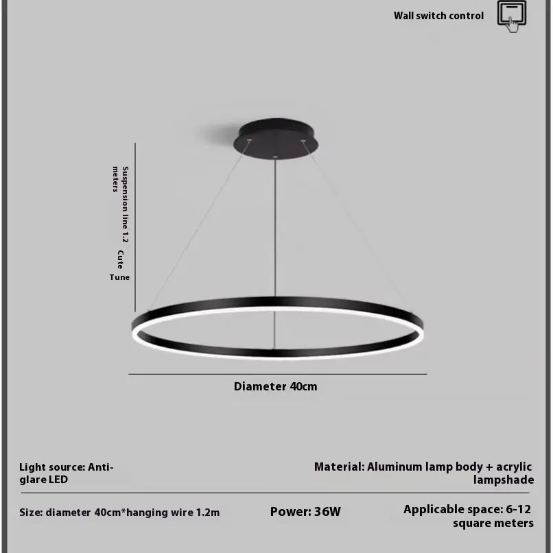 Living Room Lamps Modern Pole Ring Light LED Dining Room Personalized Chandelier