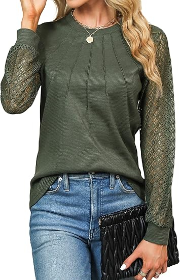 Casual Autumn Knitted Shirt Women's Lace