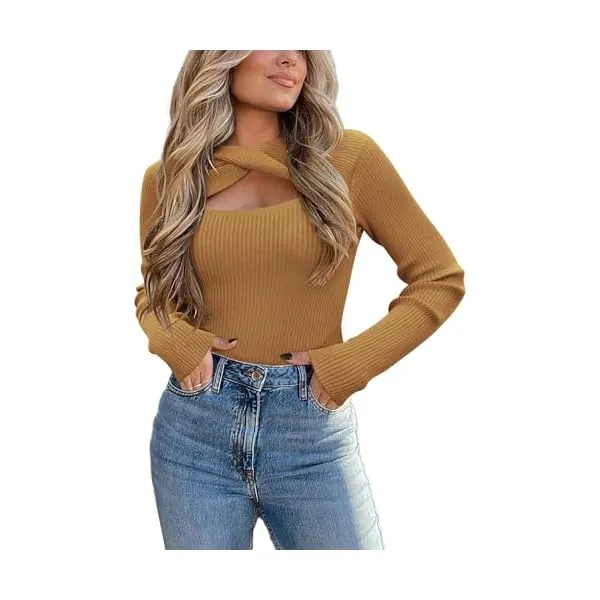 Irregular Hollow Twisted Pullover Sweater - 3 Style