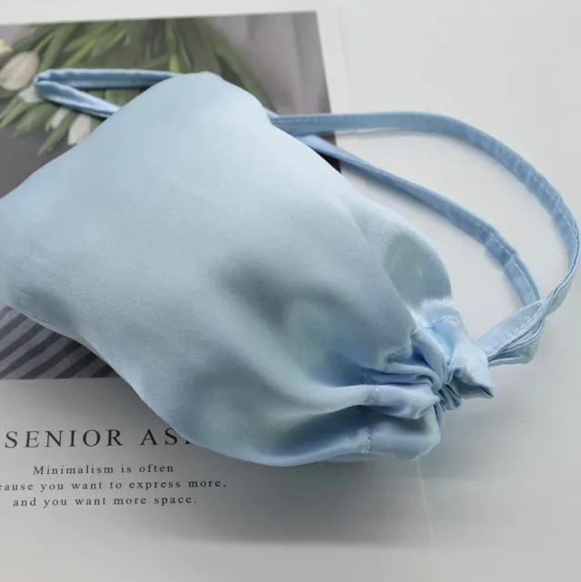 Silk Buggy Silk Pocket Eye Mask Jewelry Cosmetic Bag Gray And Blue - Shop at LoveMi