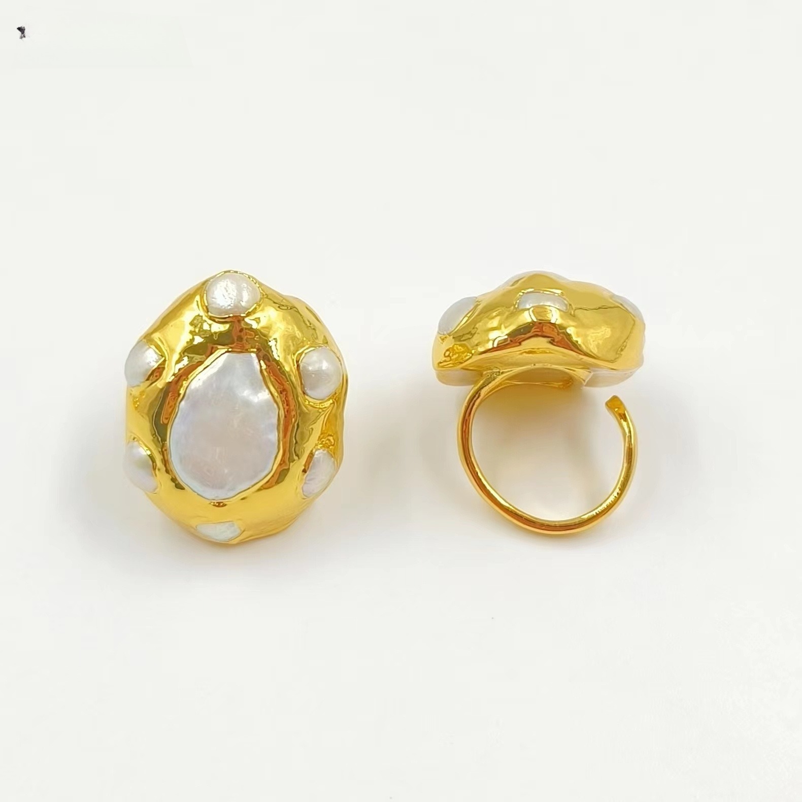 Classic Retro Natural Freshwater Pearl Gold Plated Ring