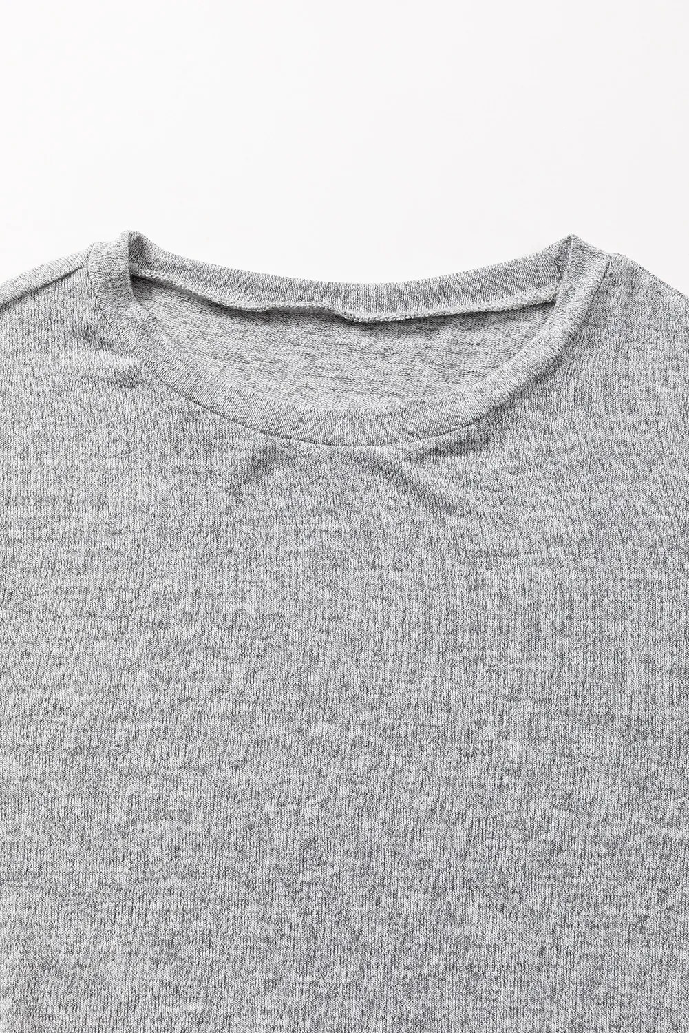 Gray Side Buttons Crew Neck Knit Top