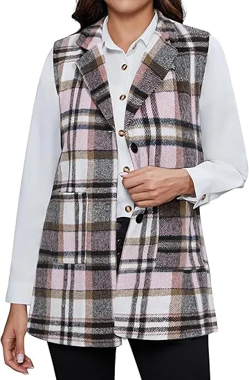 Plaid Waistcoat Pink - Shop at LoveMi