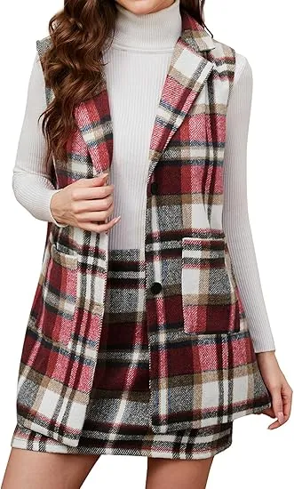 Plaid Waistcoat Red - Shop at LoveMi