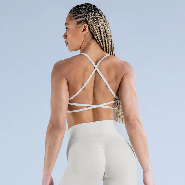 High Elastic Shockproof Cross Back Full Extinction Jinammonia Bare Back Seamless Sports Bra L Feather Rice - Shop at LoveMi