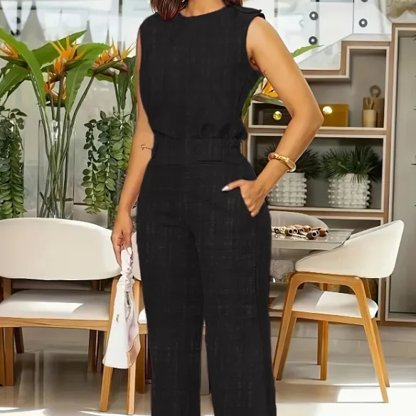 Polyester Fiber Top Pants For Women Black - Shop at LoveMi