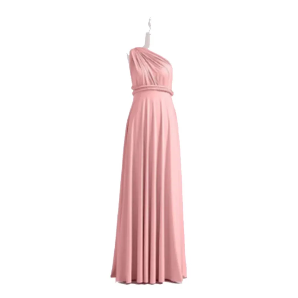 Cross Exposed Back Bandage Dress Long For Women - Pink