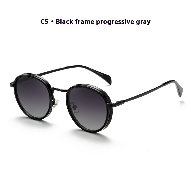 Round Frame Retro Sun Glasses Reflective Lenses - Image 3