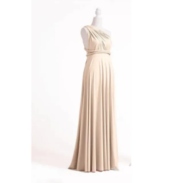 Cross Exposed Back Bandage Dress Long For Women Champagne Xl - Shop at LoveMi