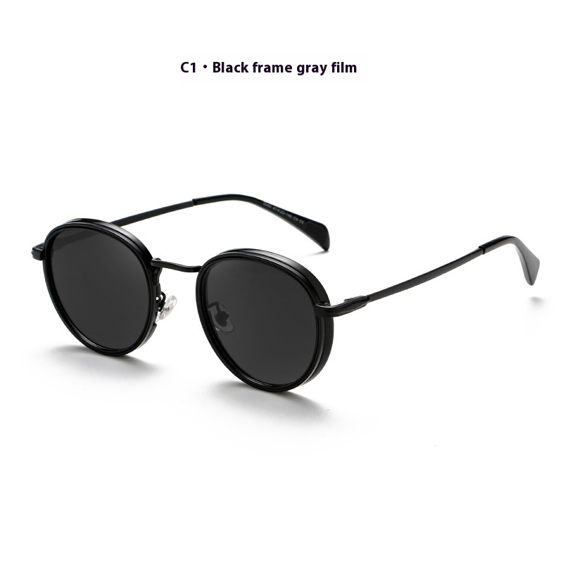 Round Frame Retro Sun Glasses Reflective Lenses