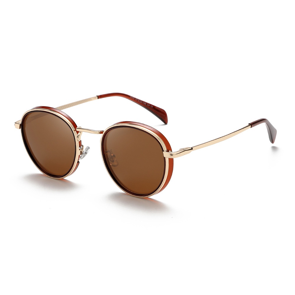 Round Frame Retro Sun Glasses Reflective Lenses - Image 4